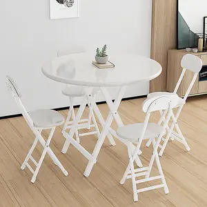 Dining Chair Set of 2 Compact White Wooden Folding Dining Chairs with Metal Legs