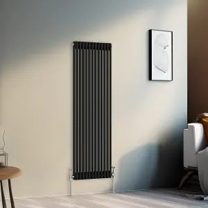 Right Radiators 1500x560 mm Vertical Traditional 2 Column Cast Iron Style Radiator Black