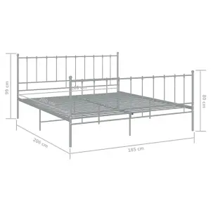 Berkfield Bed Frame Grey Metal 180x200 cm 6FT Super King