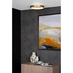 Lucide Vidal Modern Flush Ceiling Light 28cm - LED Dim. - 1x20W 2700K - Matt Gold, Brass