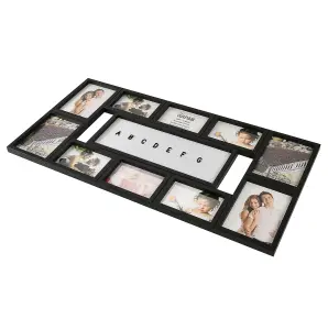 Arpan Multi Aperture Personalised Photo Picture Frame Alphabet or Number Holds 10 Photos (Black)