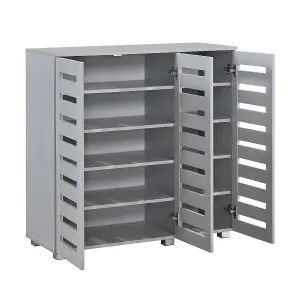 Euston Modern Light Grey 3 Door 5 Tier Shoe Cabinet