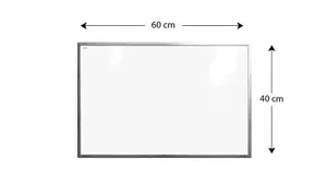 ALLboards Whiteboard dry erase magnetic surface, silver wooden frame 60x40 cm