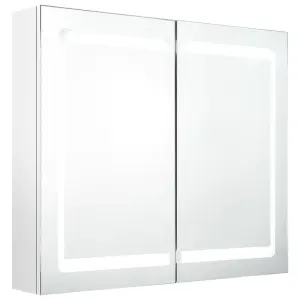 Berkfield LED Bathroom Mirror Cabinet Shining White 80x12x68 cm