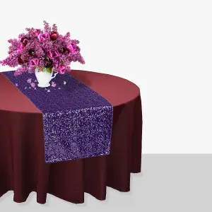 Neel Blue 11x108 Inch Shimmer Sequin Table Runner Glitter Fabric, Purple