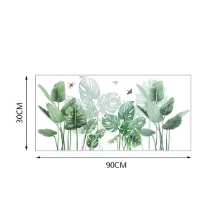 Green Leaves Wall Sticker Eco Friendly Decorative Stickers Wall Mural 30 cm x 90 cm