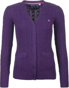 Rydale Ladies Cable Knit Cardigan With Pockets - Purple 8