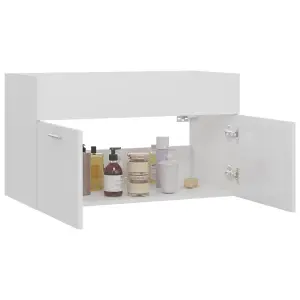 Berkfield Sink Cabinet High Gloss White 80x38.5x46 cm Engineered Wood