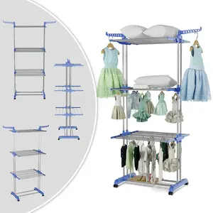 Stainless Steel Foldable Standard Drying Rack Blue/Grey