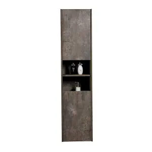 Rigel Wall Hung Tall Bathroom Storage Unit Metallic (H)170cm (W)40cm