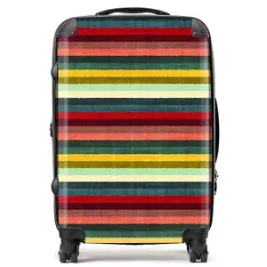 Multicolour Striped Brish Pattern Suitcase - Medium