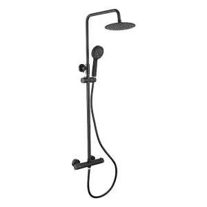 Dezine Alto Exposed Round Shower Kit, Matt Black