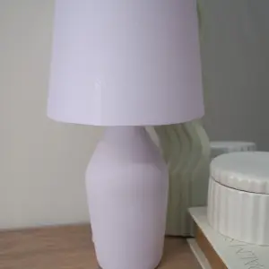 ValueLights Arlo Set of 2 - Lilac Ceramic Base Table Lamp with Tapered Shade - LED Bulbs Included