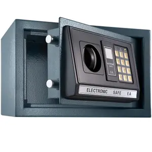 Safe - electronic with double bolt locking system, LED display, code and keys, 20 x 31 x 22 cm - black