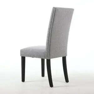 Richard Upholstered Dining Chair (Set of 2) Silver Grey Linen Effect / Black