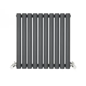 Anthracite Oval Tube 600x590mm Horizontal Single Panel Heated Towel Radiator