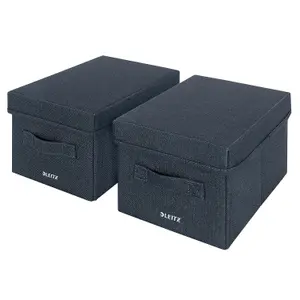 Leitz Velvet Grey 2-Pack Fabric Storage Box with Lid Small