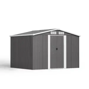 Aaronjohn 8 ft. W x 6.5 ft. D Metal Tool Shed Carbon Black