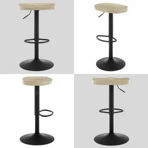 Persaeus Adjustable Height Counter Stool with Metal Frame (Set of 2) Light wood look