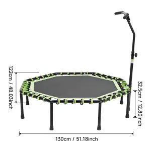 51 Inch Green Octagonal Garden Trampoline Fitness Trampoline with Adjustable T-Bar Handle  for Kids Adults