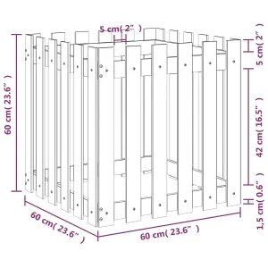 Berkfield Garden Planter with Fence Design Black 60x60x60 cm Solid Wood Pine