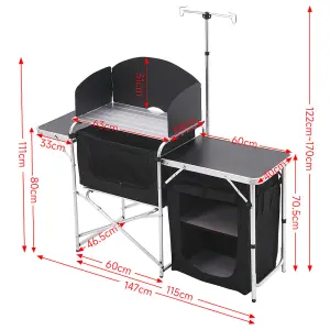 Aluminum Portable Kitchen Camping Table with Storage