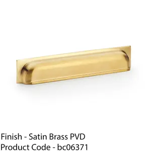 Backplate Cup Handle - Satin Brass 203mm Centres Solid Brass Shaker Drawer Pull