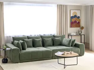 4 Seater Chenille Sofa Dark Green TORPO