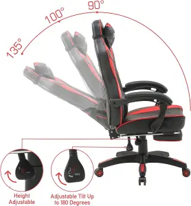 Olsen & Smith XTREME New and Improved 2023 Model Gaming Chair Ergonomic Office Desk PC Computer Recliner Swivel Chair (Black/Red)