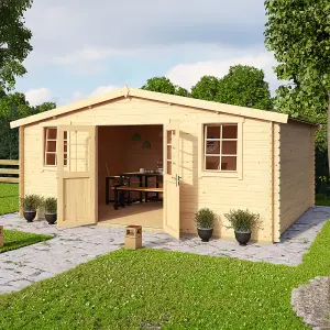 Lasita Osland Wels 5 Log Cabin - 5.1m x 4m - Traditional Apex Style Garden Room