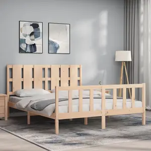 Berkfield Bed Frame with Headboard King Size Solid Wood