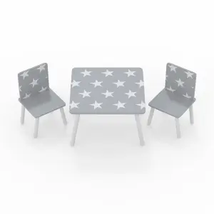 Childrens Grey Star Table & Chair Set, Preschoolers Study Activity, Kids or Toddlers