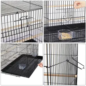 Yaheetech Black Bird Cage Flight Cage Extra Space w/ Slide-out Tray and Wood Perches