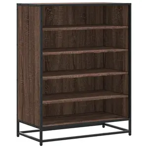 Berkfield Shoe Cabinet Brown Oak 75x38x97.5 cm Engineered Wood and Metal