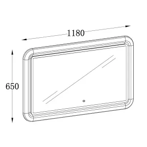 Sutton Grey Border LED Illuminated Bathroom Mirror (W)1180mm (H)650mm