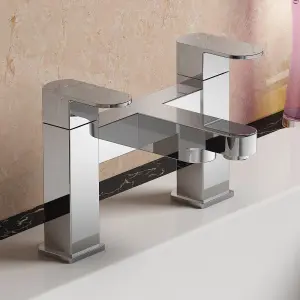 Nes Home Kento Square Bath Filler Mixer Tap Chrome