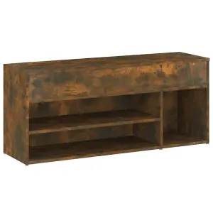 Berkfield Shoe Bench Smoked Oak 105x30x45 cm Engineered Wood