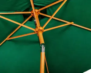 2.5m Green Crank and Tilt Parasol Woodlook Aluminium Pole