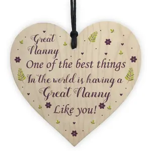 Great Nanny Gift For Birthday Christmas Wooden Heart Grandparent Gifts Handmade Keepsake