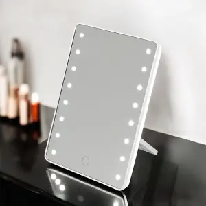 URBNLIVING 22cm Height Cosmetic Free Standing Mirror with LED Light Travel Makeup Shaving Dressing Table Glass