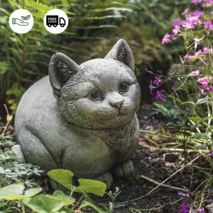 Cute Fat Cat Solid Stone Garden Ornament