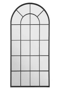 MirrorOutlet Arcus - Black Framed Arched Window Garden Mirror 71" X 33.5" (180 x 85CM)