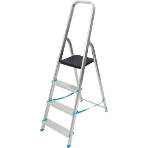 Mac Allister 4 tread Aluminium, plastic & steel Step Ladder (H)1440m