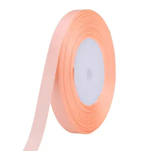 15mm Peach Double Sided Satin Polyester Ribbon Roll, 25 metres