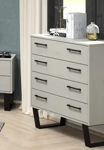 Grey Waxed 4 drawer chest of drawers