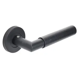 Sandleford Savona  Door Handle Lever On Rose Set - Matt Black Stainless Steel