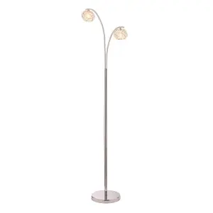 Luminosa Talia 2 Light Floor Lamp Chrome, Crystal (K5) Detail, G9