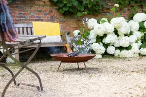 Primrose Corten Steel Fire Pit & Water Bowl Round 60cm Round