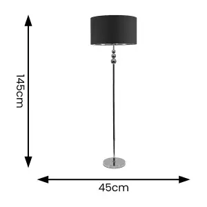 ValueLights Marissa Chrome Stacked Ball Floor Lamp with Black with Chrome Inner Lamp Shade and LED Bulb