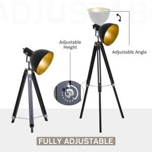 HOMCOM Stand Floor Lamp Tripod Light Livingroom Studio Dome Shade Retro Style